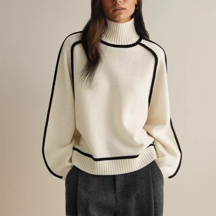 Luksuriøs, myk kasjmirgenser til dame med polokrage. Komfortabel høst- og vintergenser for elegant stil.