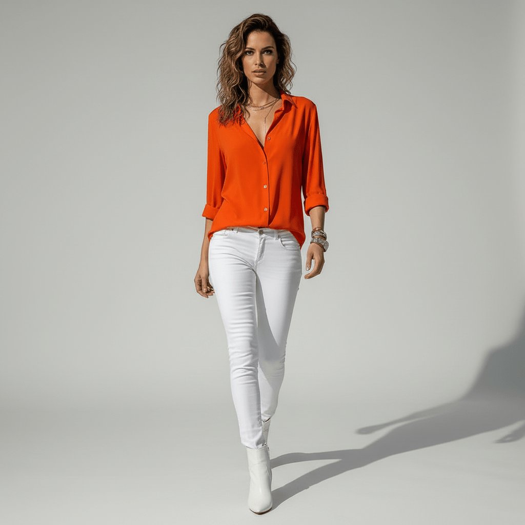 Trendy relaxed fit langermet skjorte med knapper for moderne kvinne.