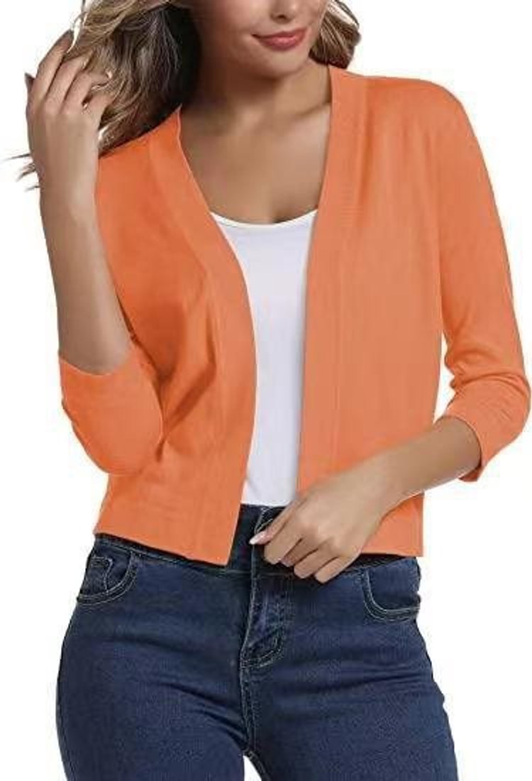 Luftig sommercardigan med 3/4-ermer, åpen front for avslappet og elegant stil.