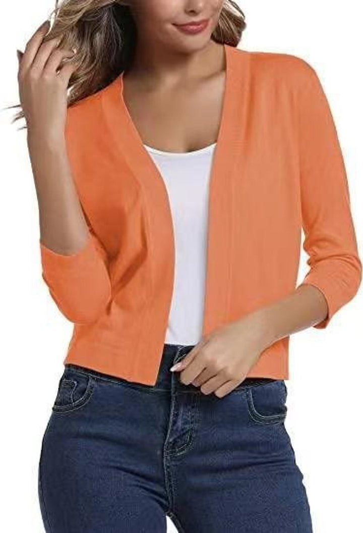Luftig sommercardigan med 3/4-ermer, åpen front for avslappet og elegant stil.