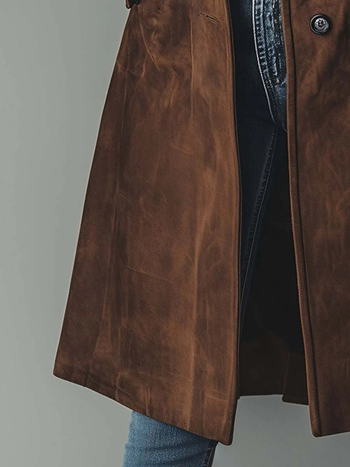 Vårjakke: Dobbelspent lang trenchcoat for kvinner, elegant og komfortabel, perfekt for overgangen.