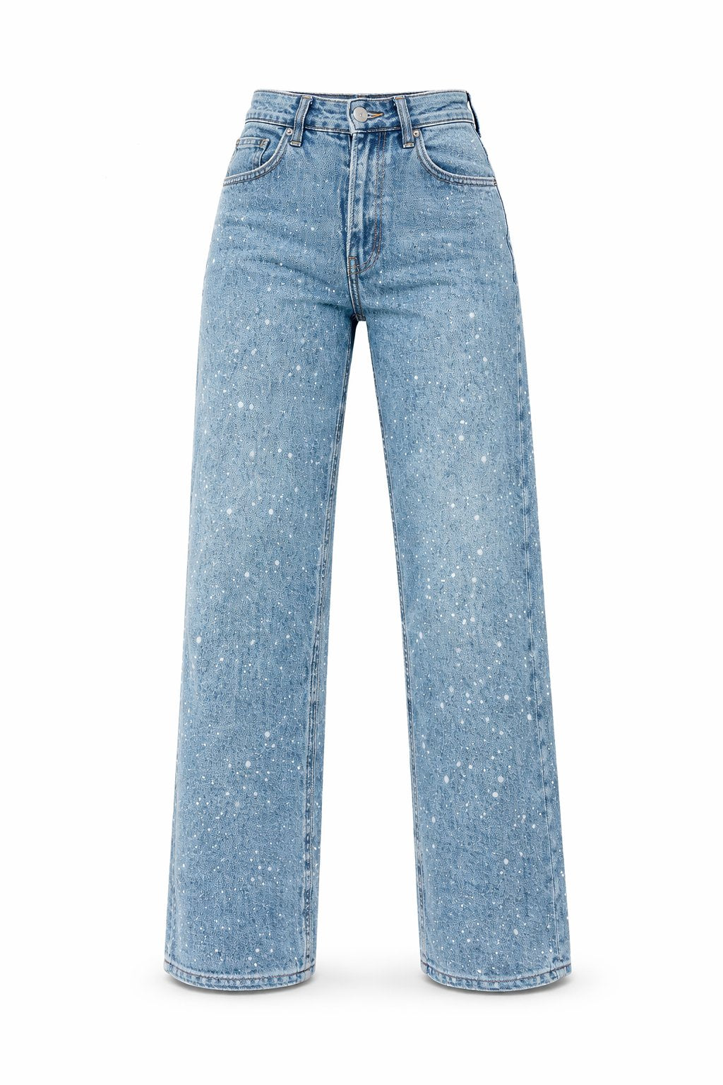 Trendy glitrende damejeans, høy midje og rette ben. Et must for stilbevisste kvinner.