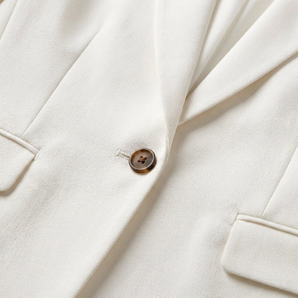 Kvinneblazer i klassisk design med enkeltknapp. Tidløst plagg for formelle og elegante antrekk.
