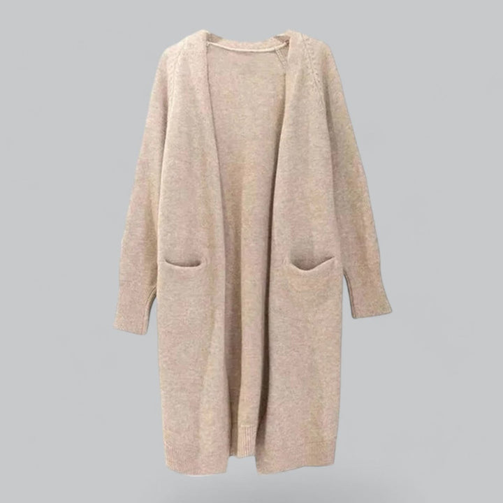 Lang, strikket damecardigan i kashmirblanding med romslig oversized passform for optimal komfort.
