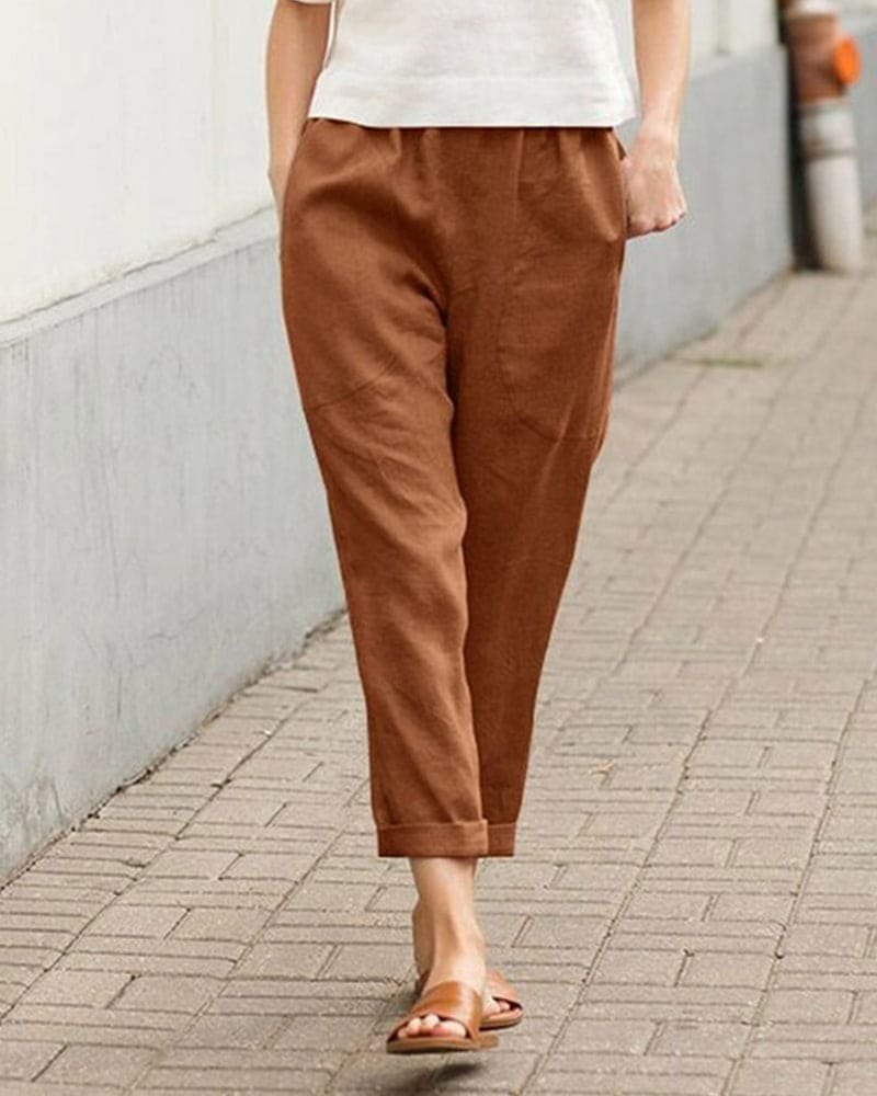 Avslappede kvinner harem bukser i mykt stoff. Ideelle casual damebukser for komfortabel stil.