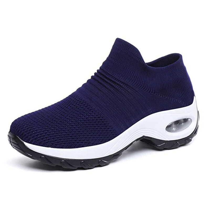Ergonomiske svarte damesko, slip-on sneakers med minneskum. Ideelle for lange dager og arbeid.