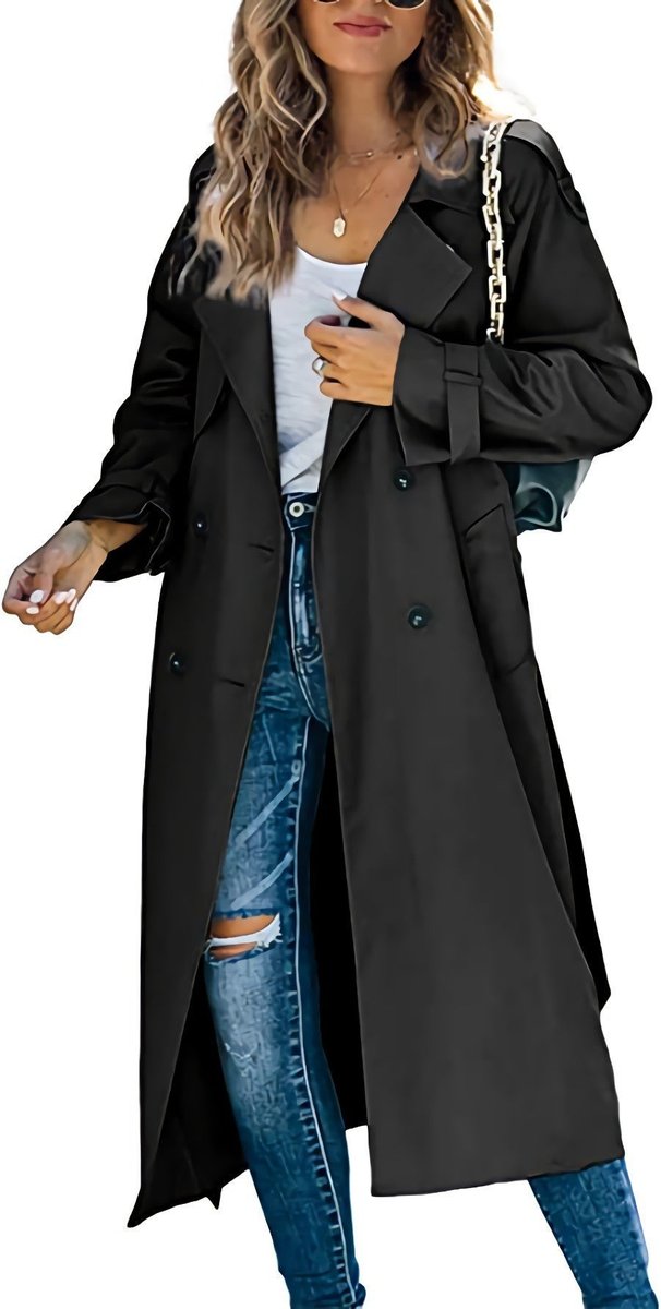 Moteriktig oversized trench coat med belte, perfekt for kvinner. Allsidig jakke for høst og vår.