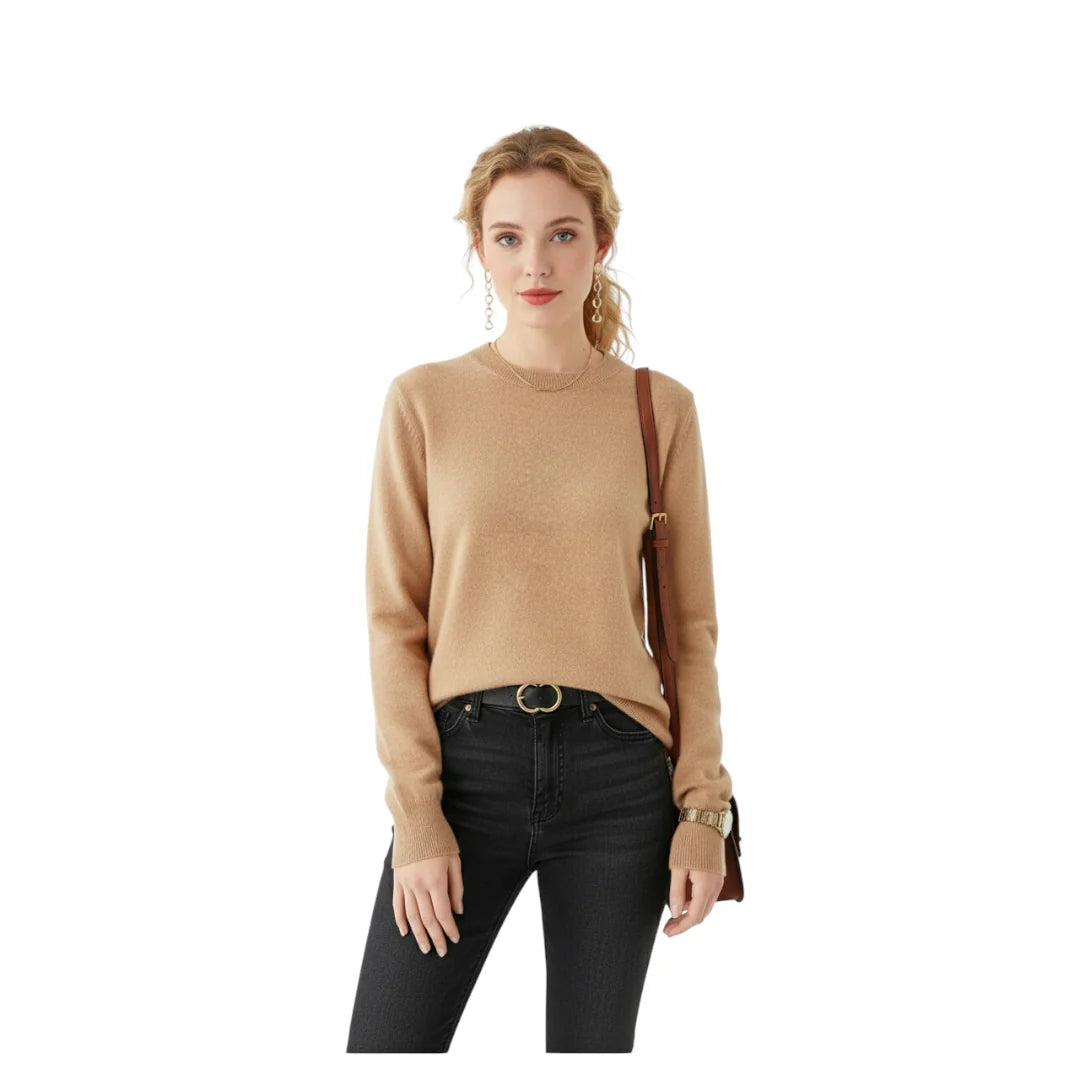 Dame pullover med rund hals, langermet, myk komfort for alle sesonger og anledninger.