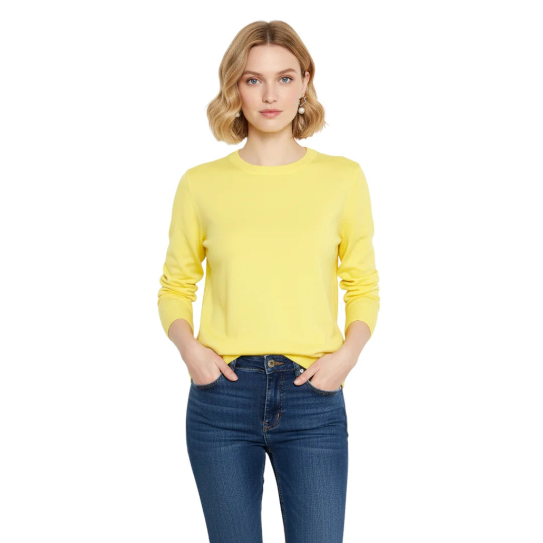 Høy kvalitet dame pullover, ensfarget O-hals, elegant og tidløs i design.