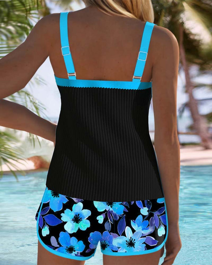 Komfortabelt ribbet tankini-sett med magekontroll for kvinner. Allsidig badetøy for enhver anledning.