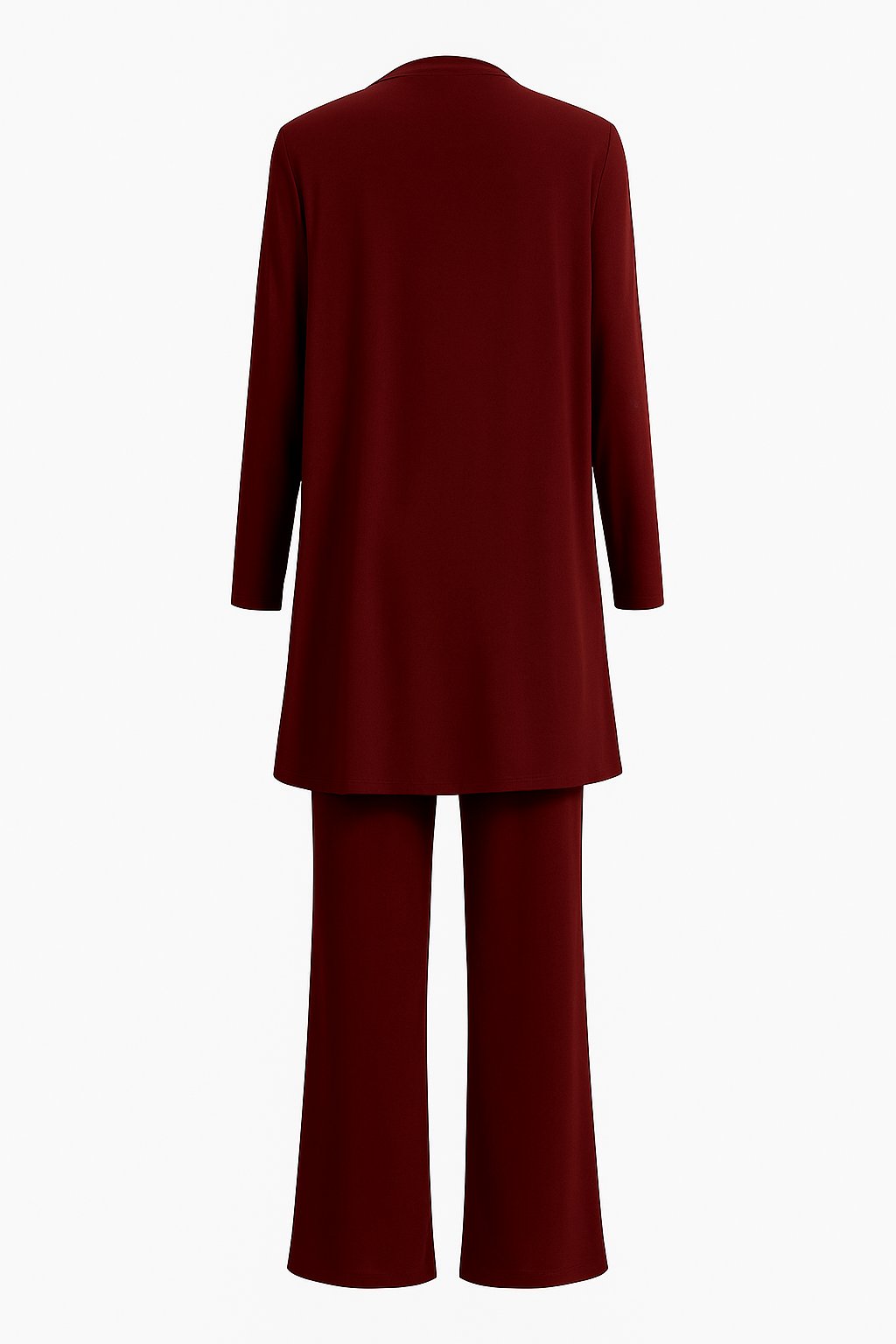 Komplett dame antrekk: matchende cardigan, topp og vide bukser. Ideell for avslappet hverdagsstil og eleganse.