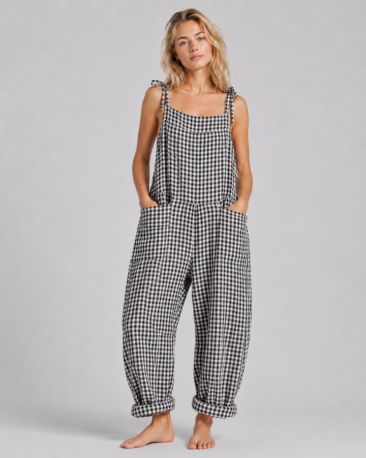 Trendy damejumpsuit, komfortabel og romslig, perfekt for en chic og avslappet stil.