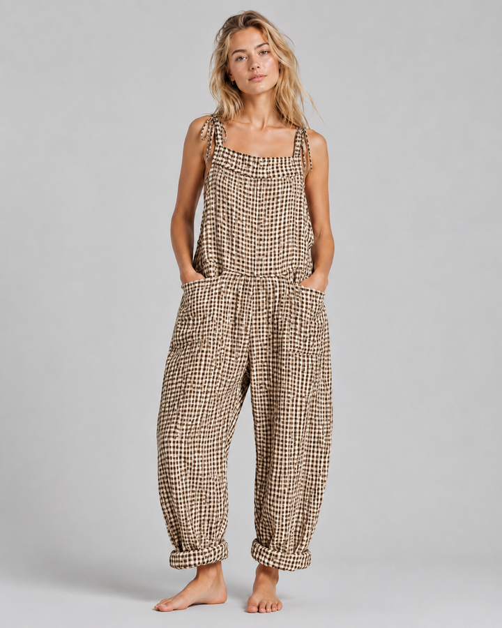 Baggy jumpsuit til dame, uformell og allsidig for vår, sommer og helårs komfort.