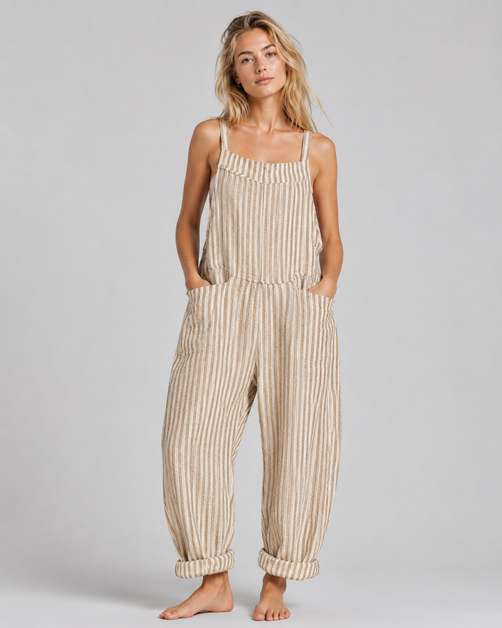 Komfortabel damejumpsuit med løs passform, perfekt for avslappede dager og fritid.