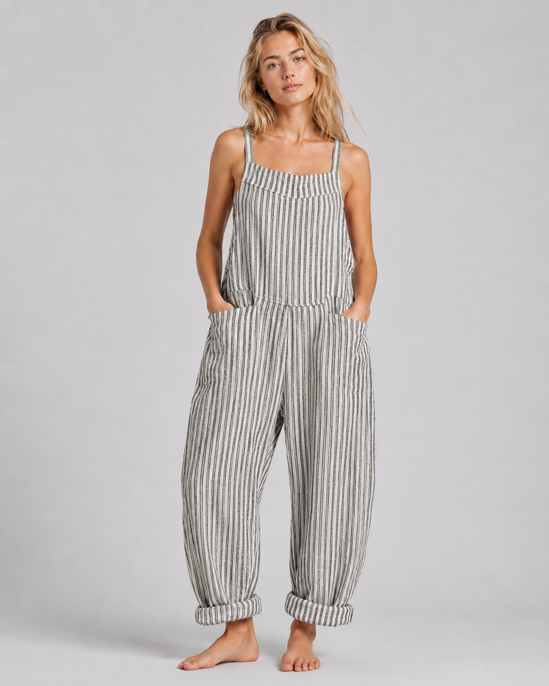 Trendy damejumpsuit for vår og sommer, løs og luftig for maksimal komfort.