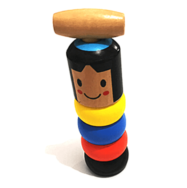 Gøy Daruma treleke for barn, fremmer kreativitet. Pedagogisk trefigur som tåler lek. Perfekt gave.