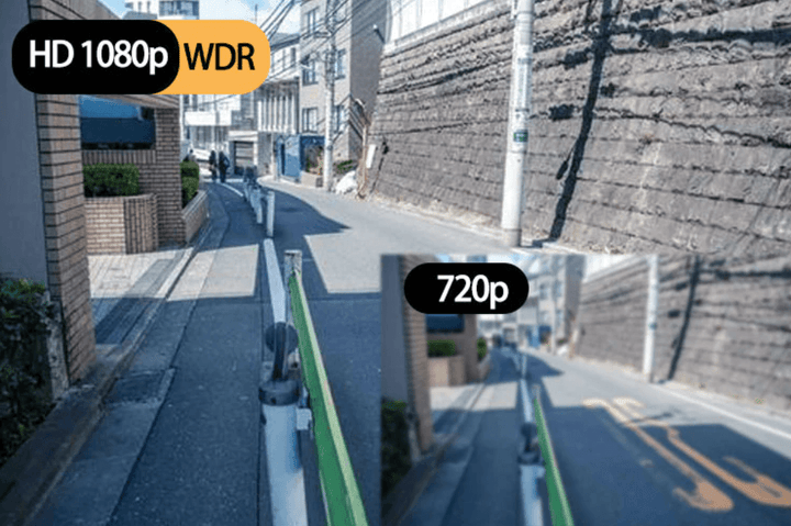 Bakside av dashcam 1080P, viser tilkoblingsporter for strøm og minnekort. Viktig bilutstyr.