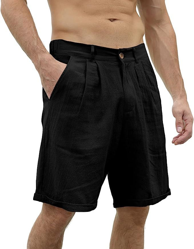 Pustende sommershorts for menn. Avslappet passform, komfortabel herreshorts perfekt som sommerklær og fritidsshorts.