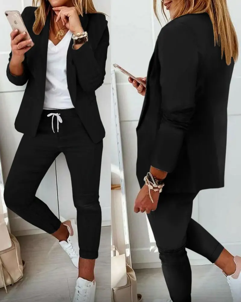 Allsidig dame blazer-sett i khaki, et must for et stilrent og komfortabelt utseende.