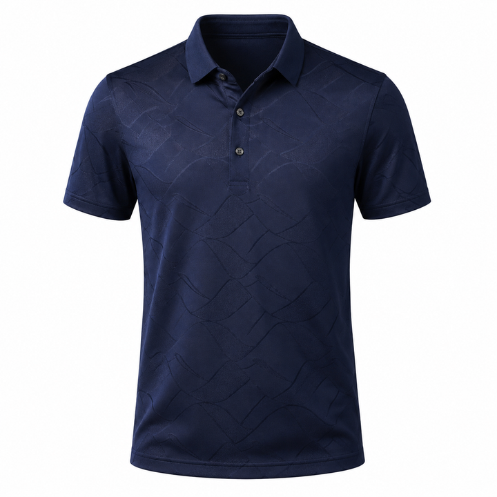 Myk lyocell-silke slim fit poloskjorte for menn. Elegant struktur gir et sofistikert sommerstil.