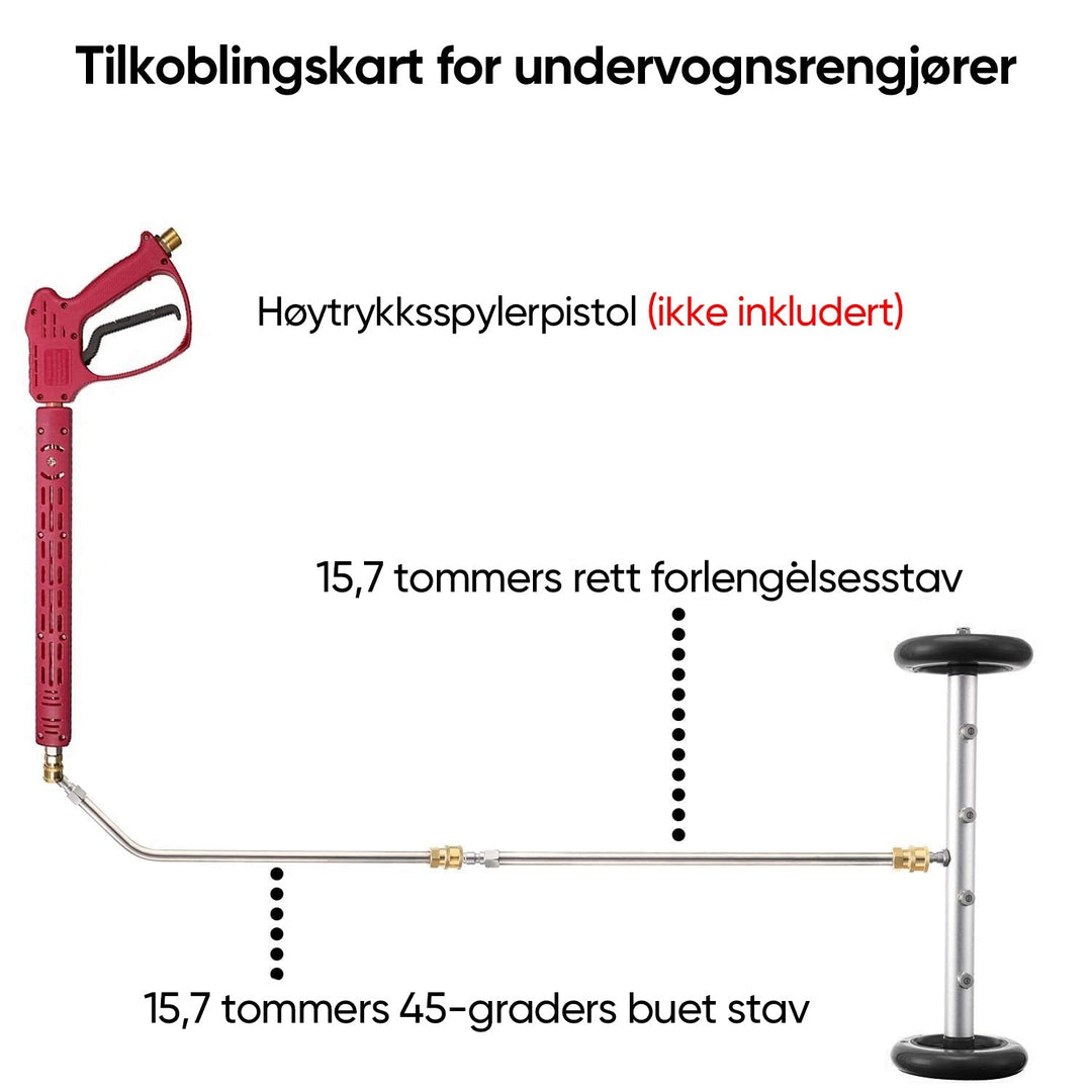 Robust understellsvasker med hjul for enkel manøvrering under bil. Perfekt for effektiv bilvask og vedlikehold.