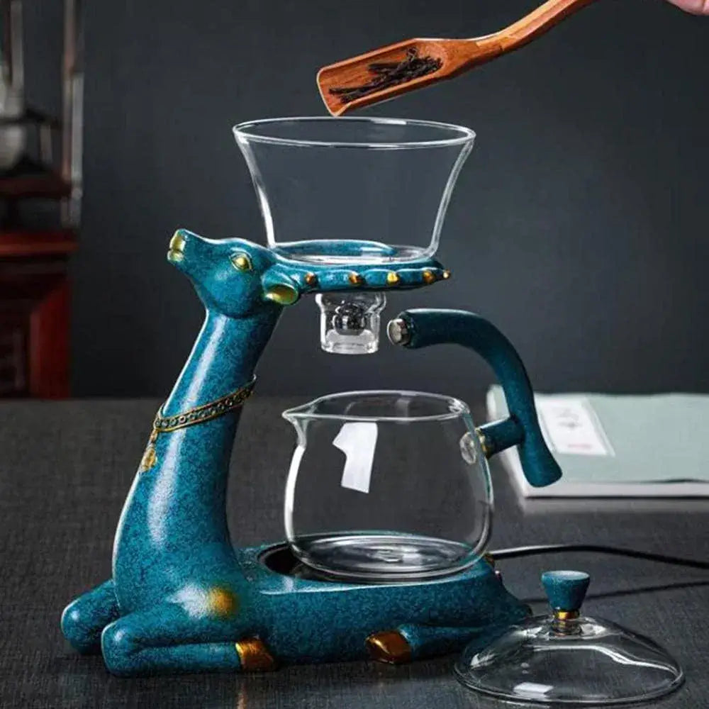 Varmebestandig glasskanne med hjorte te infuser. Slitesterk tekanne for daglig bruk og enkel tebrygging.