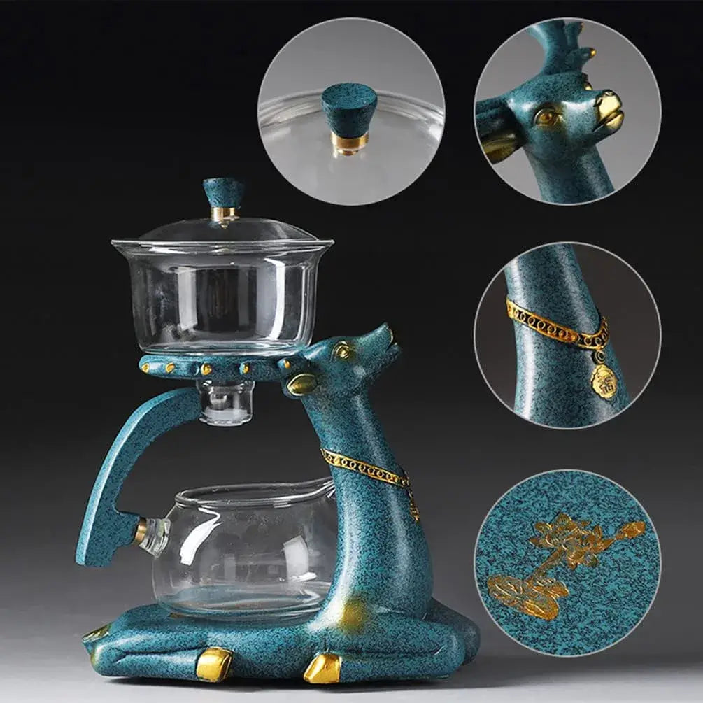 Premium hjorte te infuser kanne. Elegant glass tekanne for luksuriøs teopplevelse, perfekt gave.