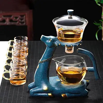 Te infuser kanne med hjorte design i glass. Ideell for løs te, gir ren og deilig smak.