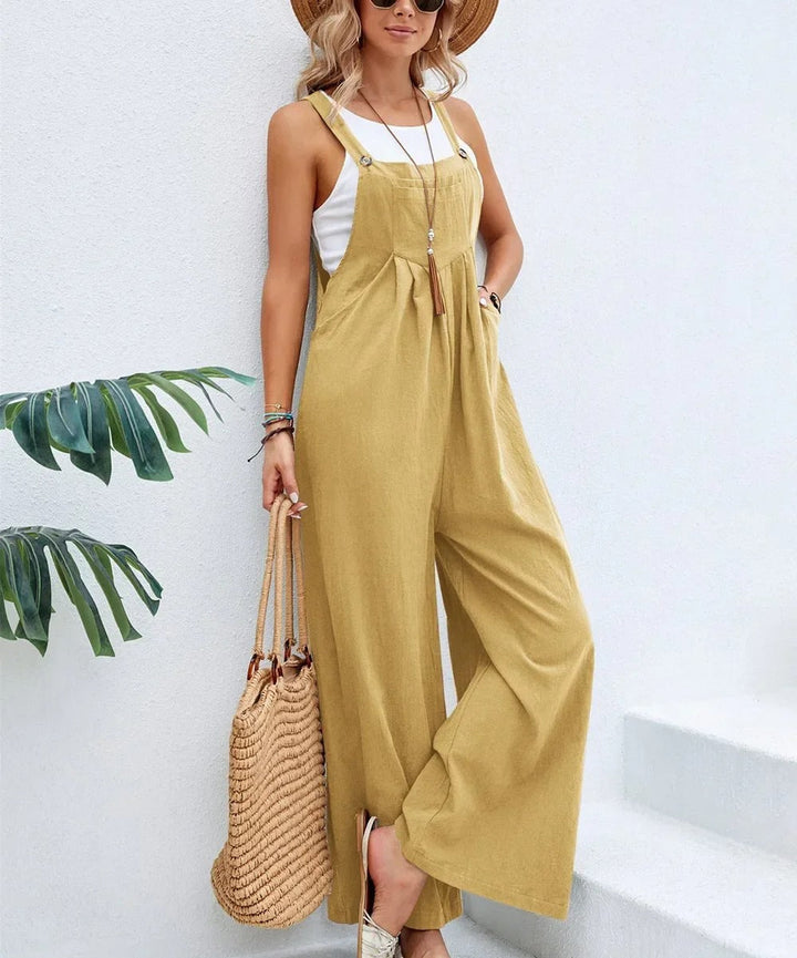 Kvinner komfortabel bib jumpsuit, løs og avslappet passform, vide ben, ideell for hverdagsbruk hele året.