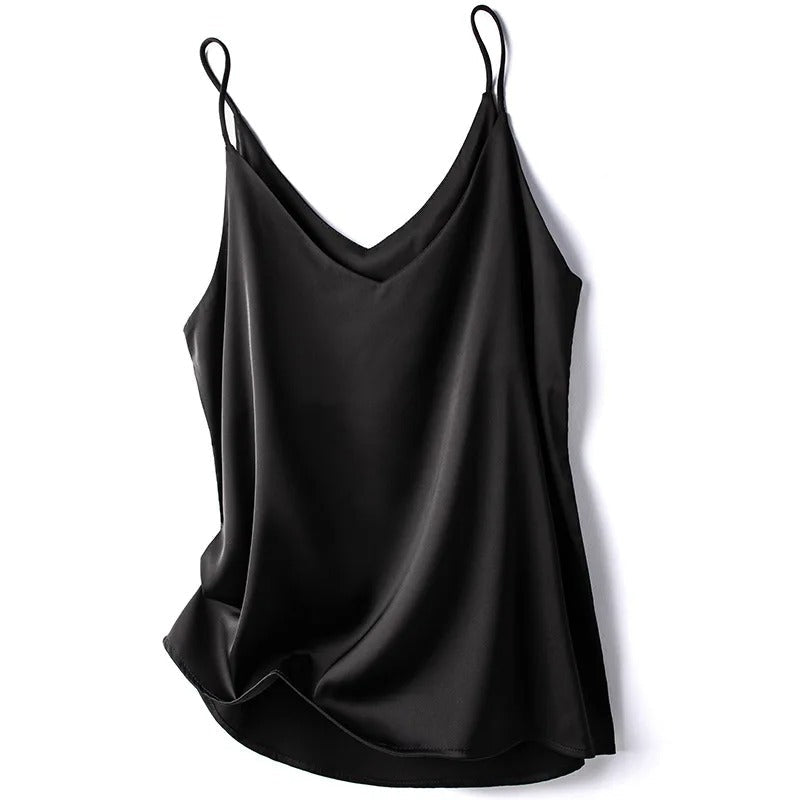Kvinner elegant haltertopp, V-hals, ermeløs, festtopp, hverdagstopp, komfortabel dameklær. Stilig og tidløs.