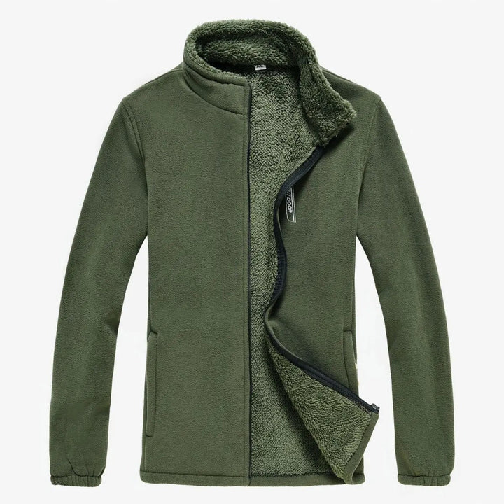 Menns varm fleecejakke, glidelåsdesign. Ideell som vinterjakke for utendørs eventyr og hverdagsbruk.