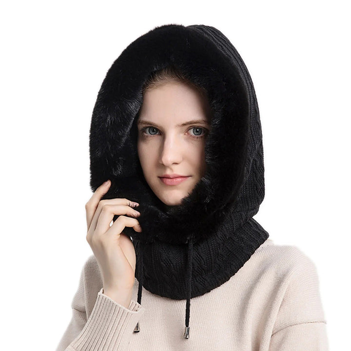 Elegant balaclava lue for kvinner, myk og varm til vinterbruk.