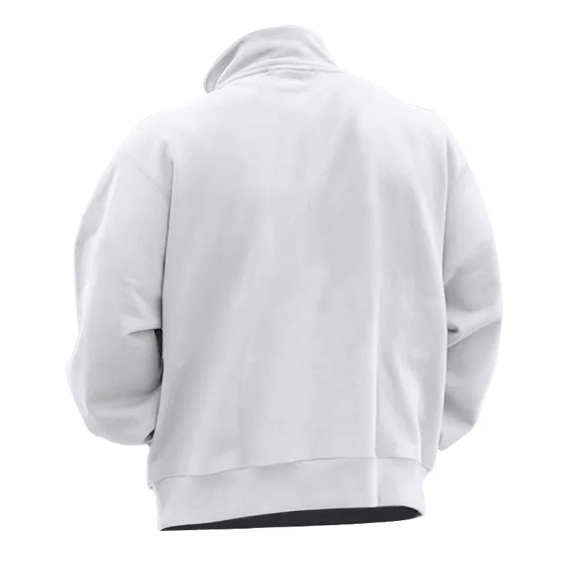 Brettet menns sweatshirt med halv glidelås. Klar til bruk, komfortabel herregenser. Stilfull.
