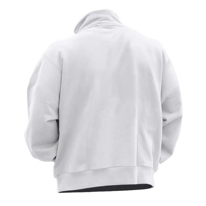 Brettet menns sweatshirt med halv glidelås. Klar til bruk, komfortabel herregenser. Stilfull.
