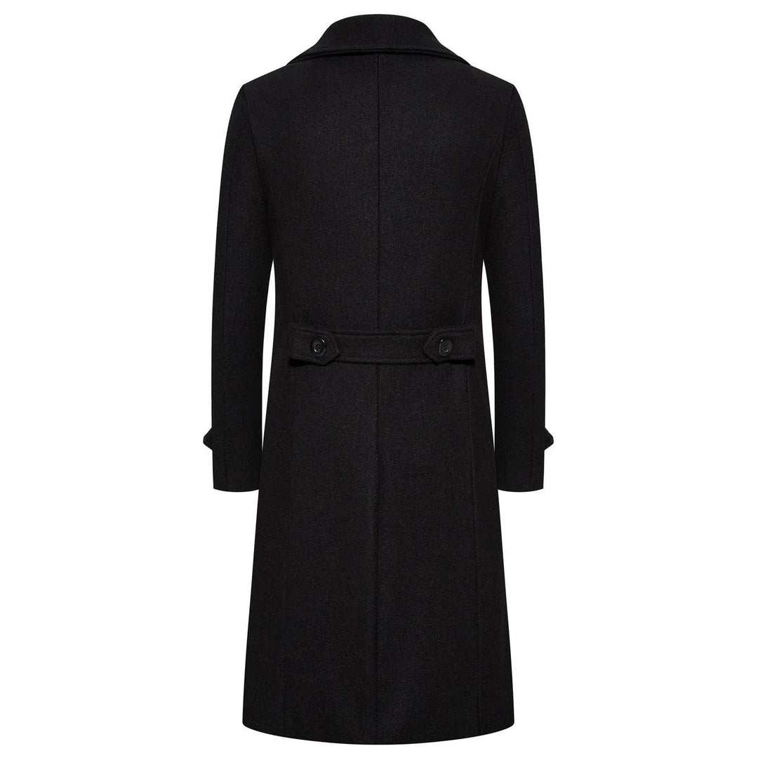 Svart slim fit trenchcoat for menn. Elegant klassisk design, perfekt yttertøy og vindjakke.