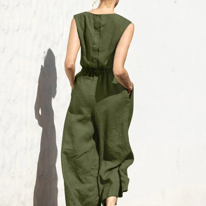 Komfortabel og chic jumpsuit til kvinner, med høy midje og vide ben. Ideell for fest, vår, sommer og fritid.