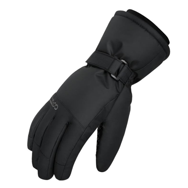 Svarte unisex hansker, vanntette og varme, essensielle for kalde motorsykkelturer.