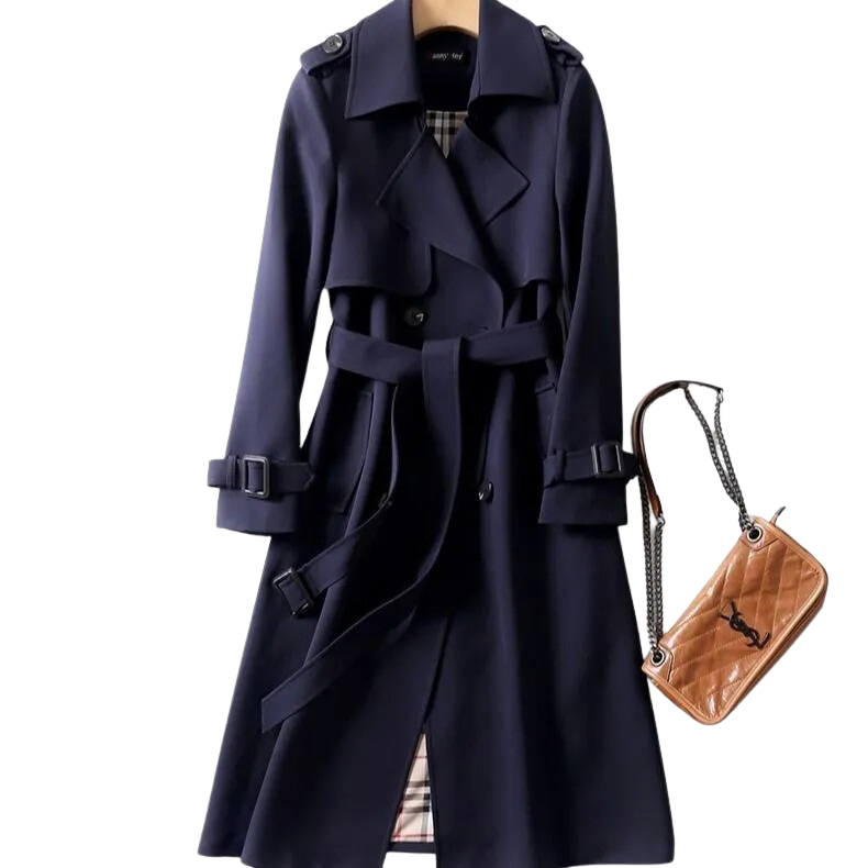 Stilren damekåpe trenchcoat, perfekt for kvinner som søker komfort, varme og mote.