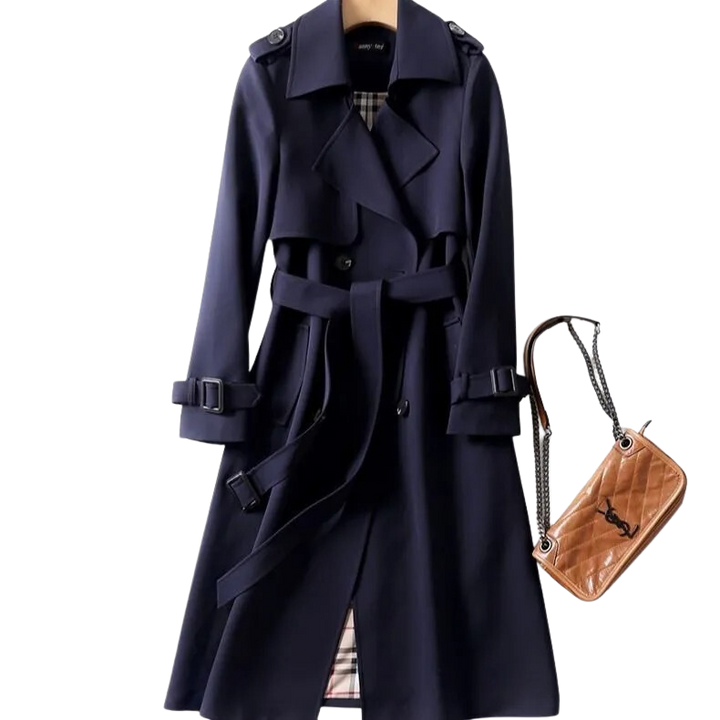Stilren damekåpe trenchcoat, perfekt for kvinner som søker komfort, varme og mote.