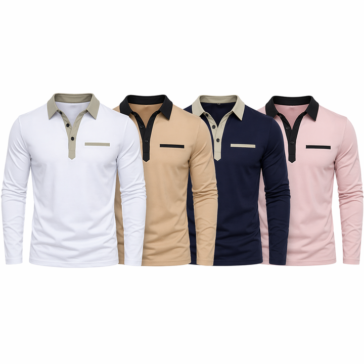 Menns klassisk langermet poloskorte. Stilfull, komfortabel poloskjorte for menn, perfekt for business casual.