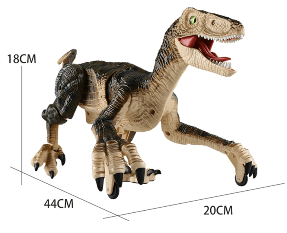 RC Velociraptor dinosaurleke med lyseffekter og realistiske detaljer. En spennende fjernstyrt leke for barn.
