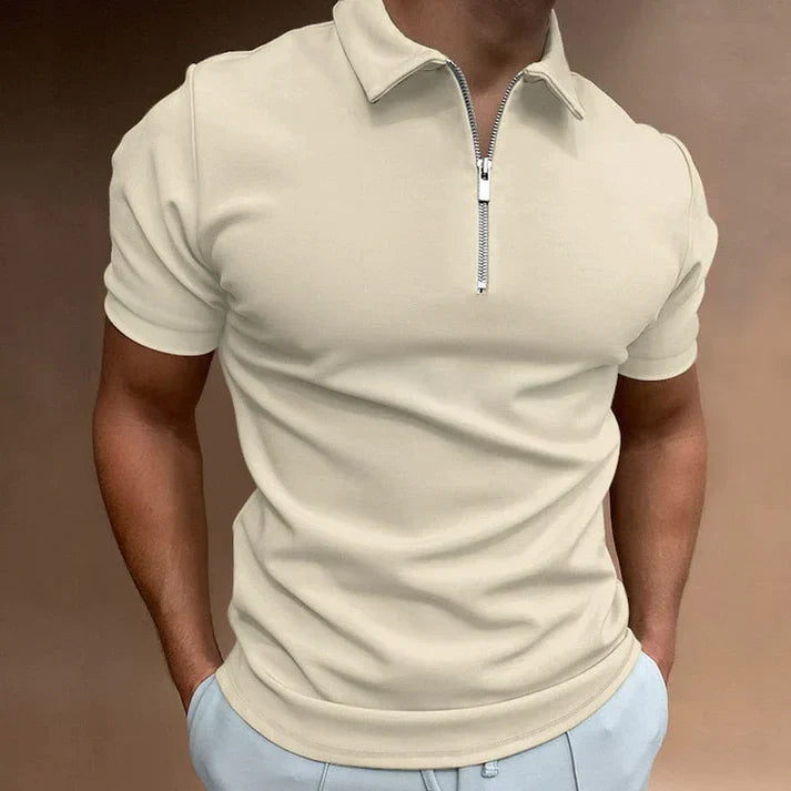 Blå klassisk herre polo skjorte med kort erm, perfekt sommerklær og fritidsskjorte.
