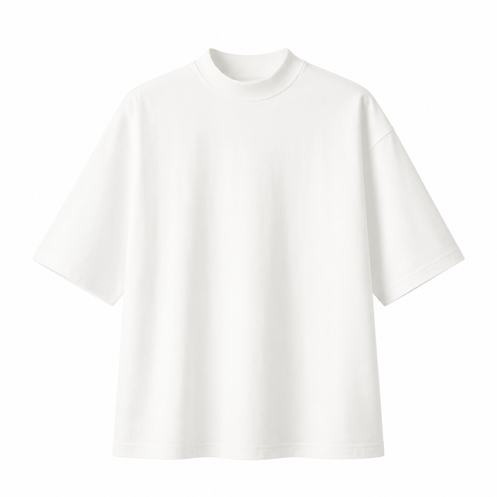 Sporty herre bomull t-skjorte med mock neck, ideell for aktiv fritid og hverdagsklær.