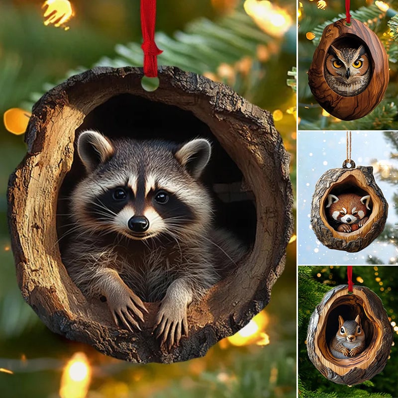 Juleornament: Glitrende akrylrev som henger, unik dyredesign og festlig hjemmedekor til jul.
