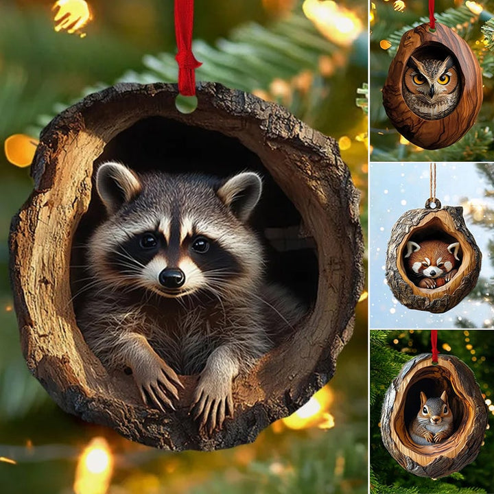 Juleornament: Glitrende akrylrev som henger, unik dyredesign og festlig hjemmedekor til jul.