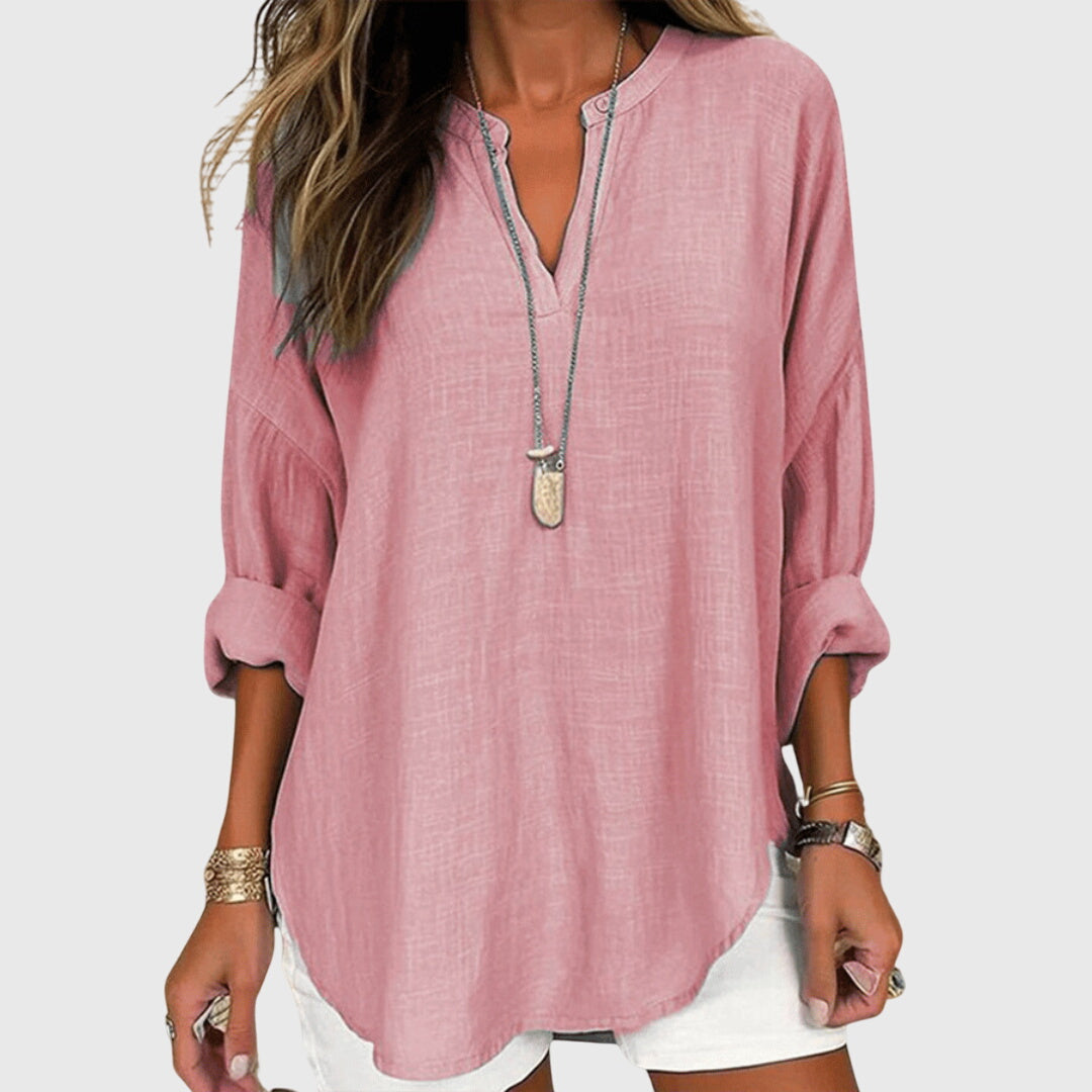 Stilig løs passform langermet bluse, perfekt som dameklær for en elegant og komfortabel look.