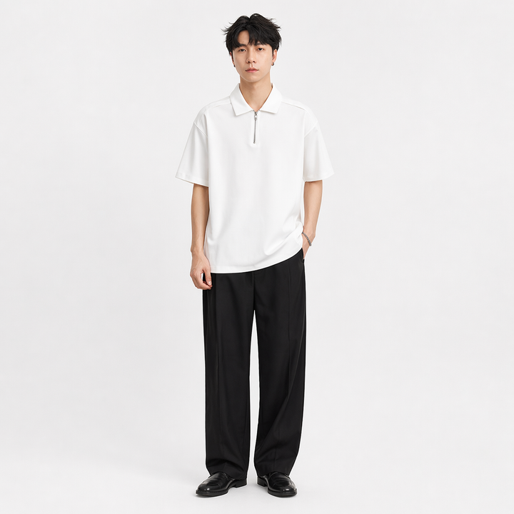 Kvalitets herrepolo, halfzip design i 210g bomull, stilig og komfortabel hverdagsskjorte for moderne herrer.