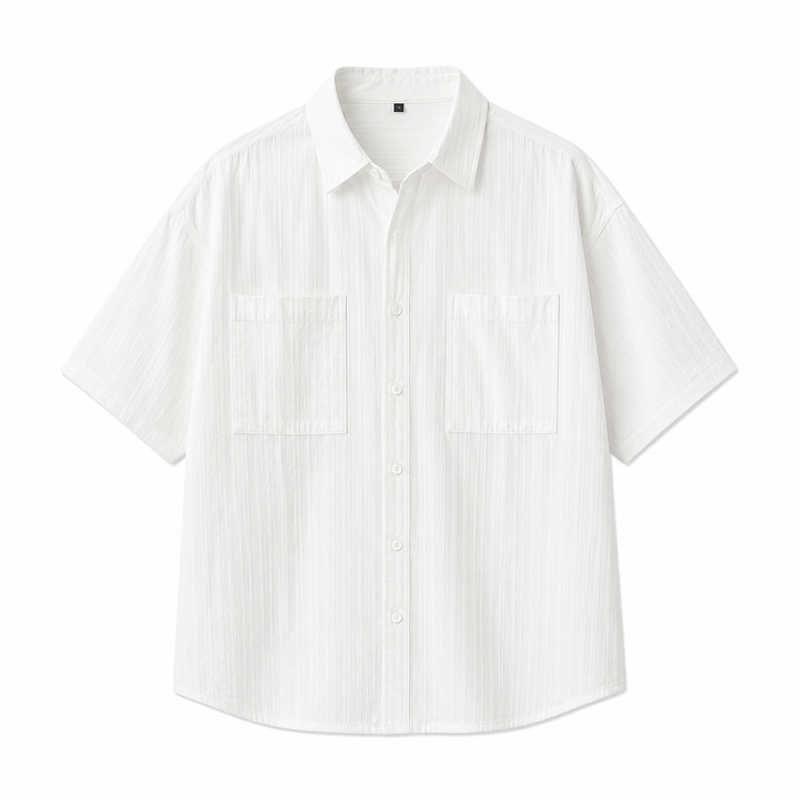 Elegant og casual Herre Lyocell skjorte, kortermet, ideell for sommerfest eller hverdagsbruk.