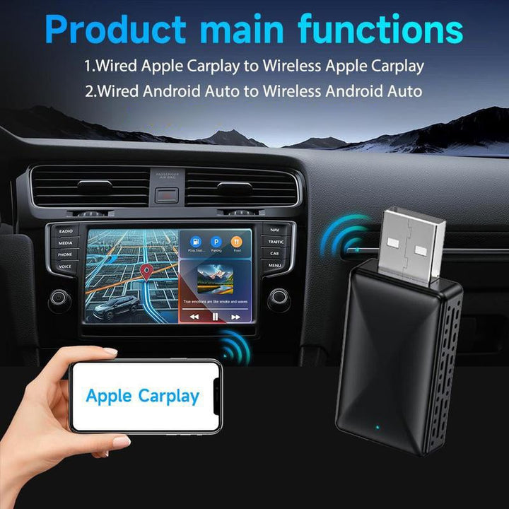 Praktisk trådløs dongle for Android Auto og CarPlay, gjør hver biltur mer tilkoblet og enkel.