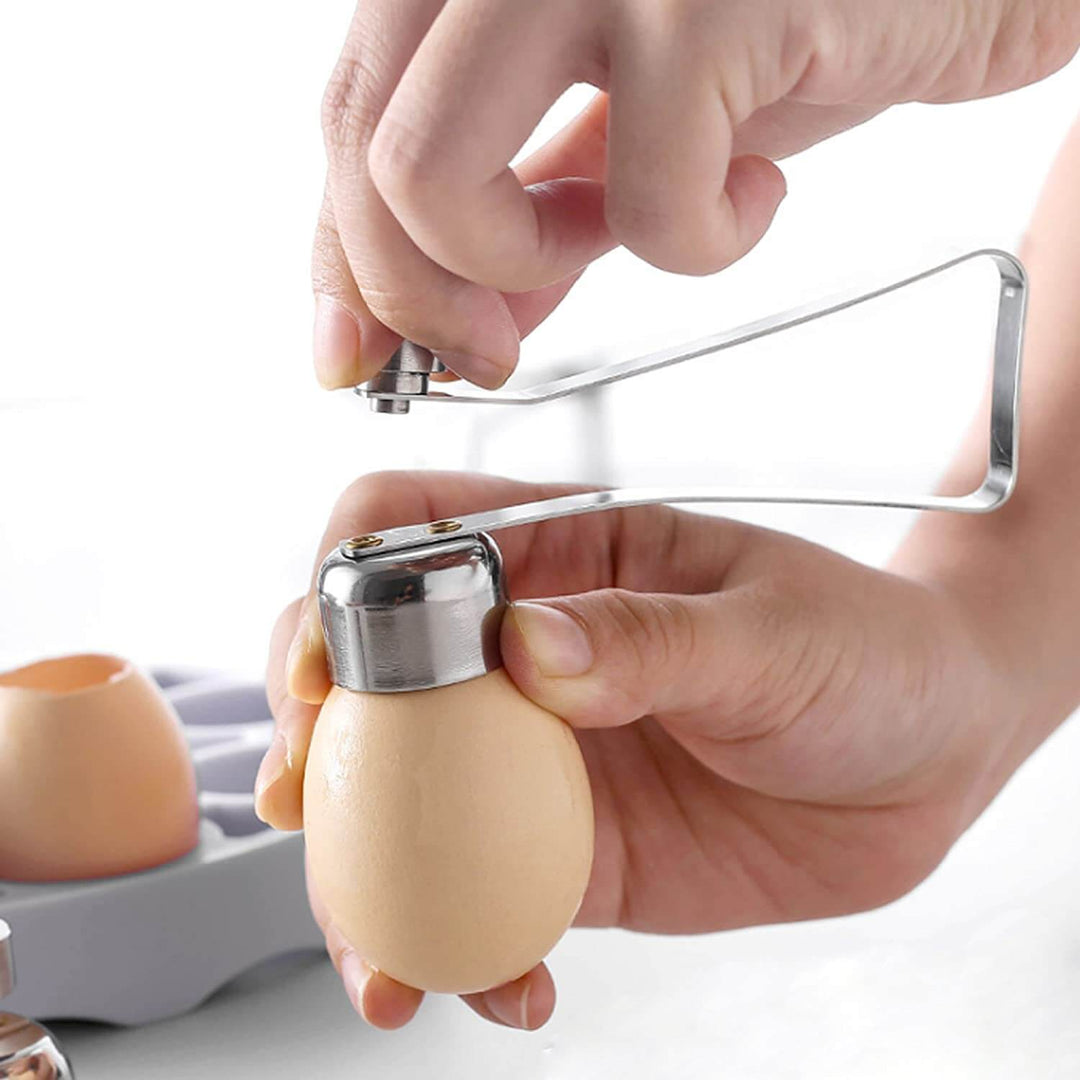 Moderne eggeknekker i rustfritt stål for husholdningen. Få perfekte, hele egg uten anstrengelse til matlaging.